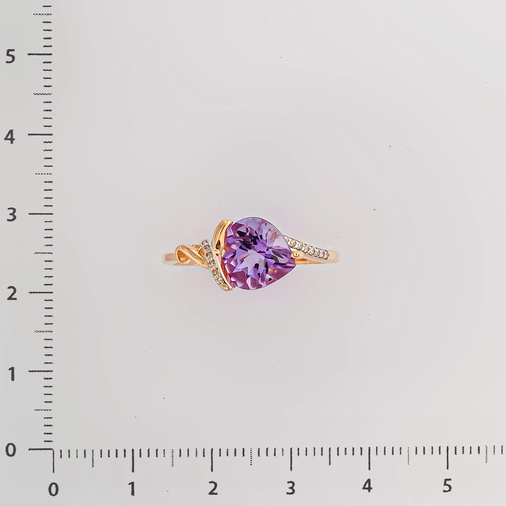 Кольцо с аметистом из красного золота 585 пробы