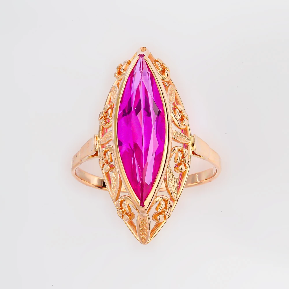 Кольцо с фианитом из красного золота 583 пробы Кольцо с фианитом из красного золота 583 пробы