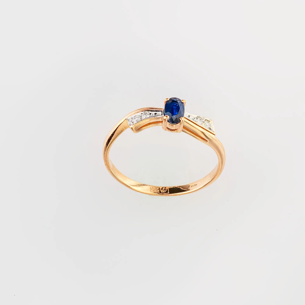 Кольцо с сапфиром из красного золота 585 пробы