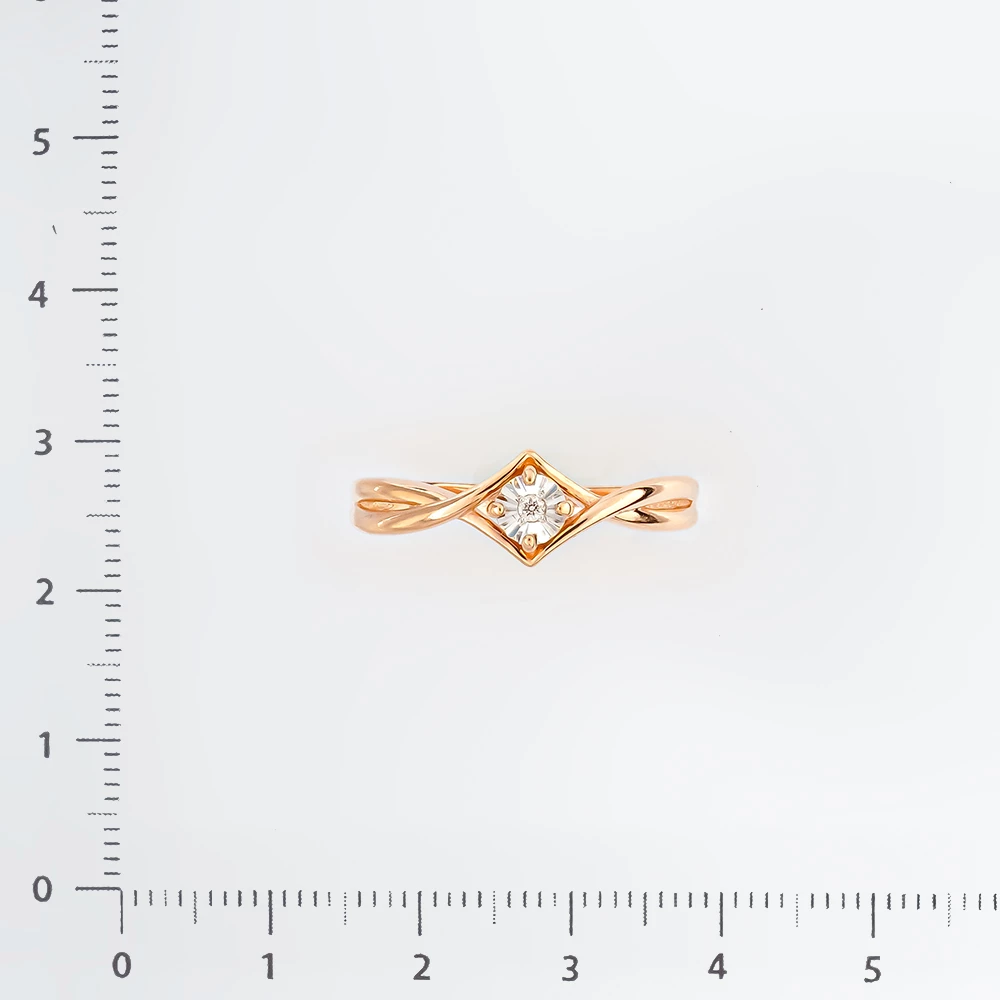 Кольцо с бриллиантом из красного золота 585 пробы