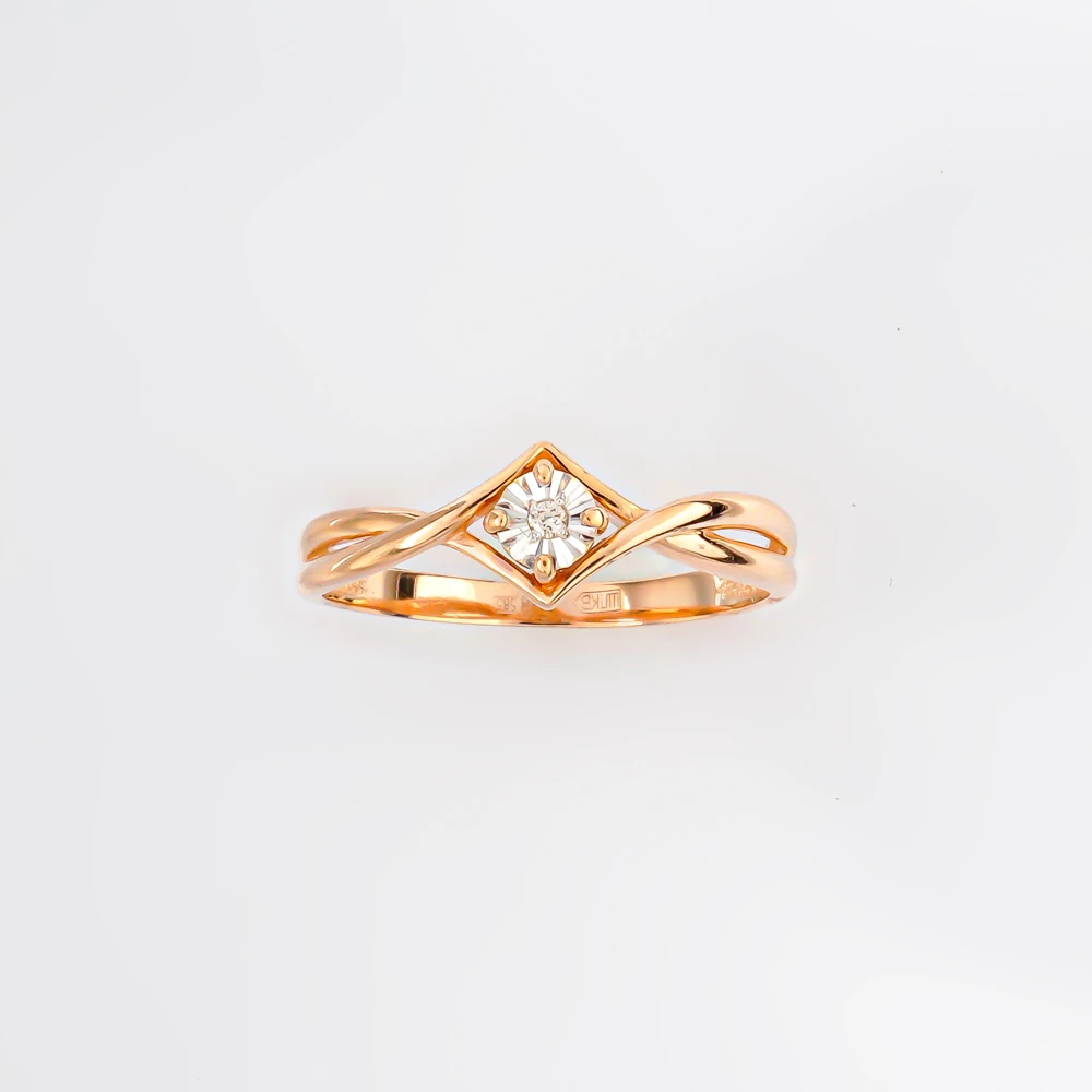 Кольцо с бриллиантом из красного золота 585 пробы