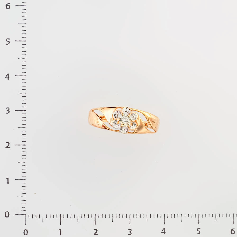 Кольцо с бриллиантом из красного золота 585 пробы