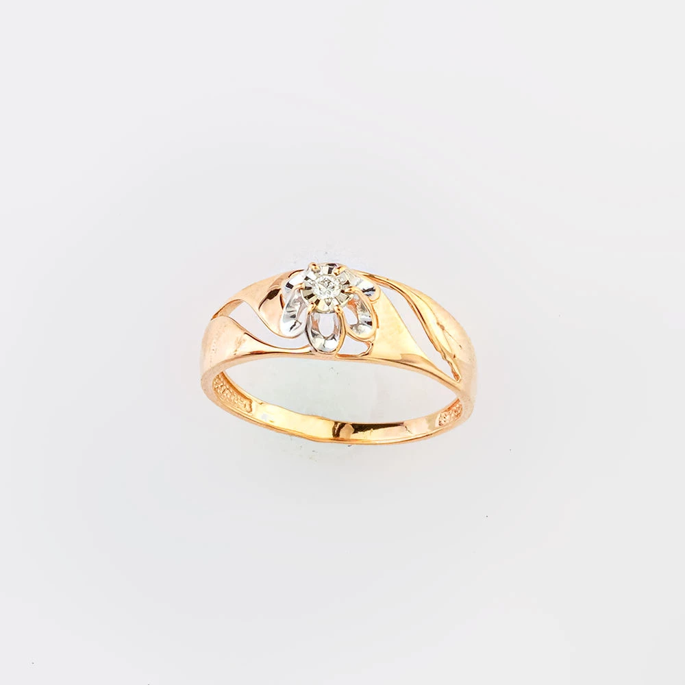 Кольцо с бриллиантом из красного золота 585 пробы