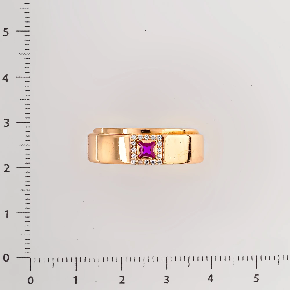 Кольцо с фианитом из красного золота 585 пробы