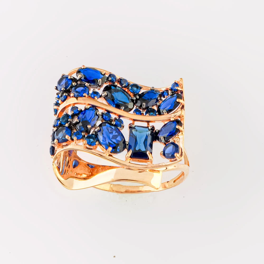 Кольцо с фианитом из красного золота 585 пробы