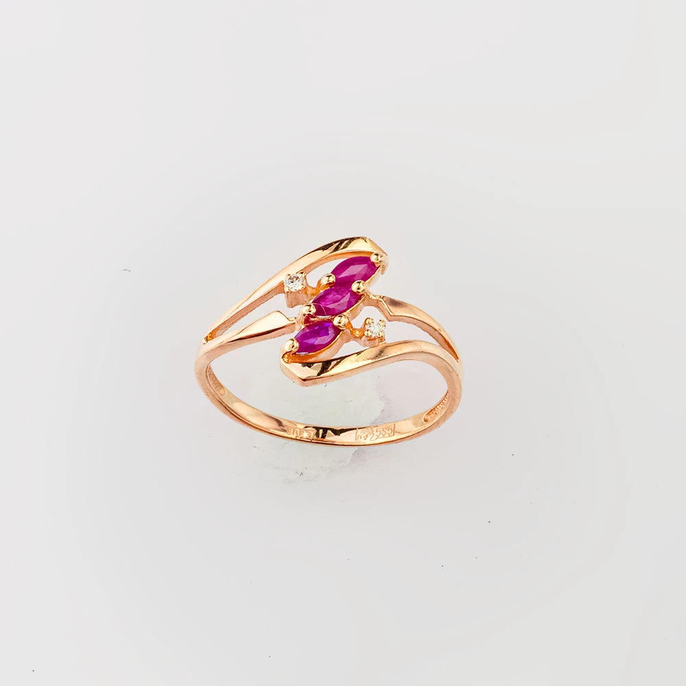 Кольцо с рубином из красного золота 585 пробы