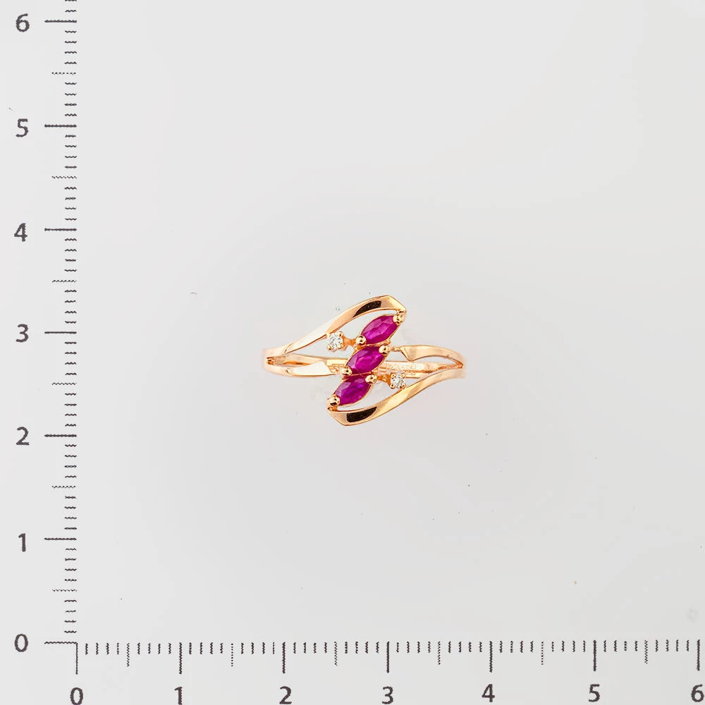 Кольцо с рубином из красного золота 585 пробы