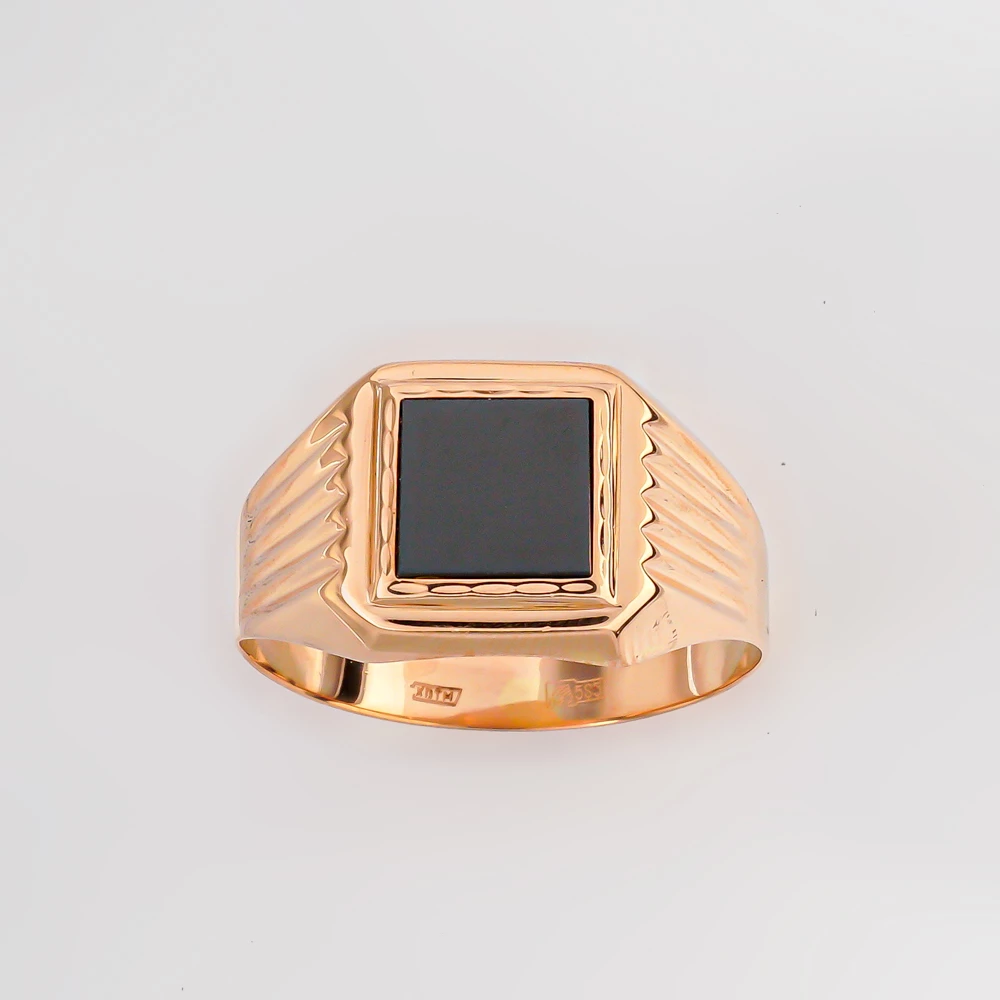 Кольцо с ониксом из красного золота 585 пробы Кольцо с ониксом из красного золота 585 пробы