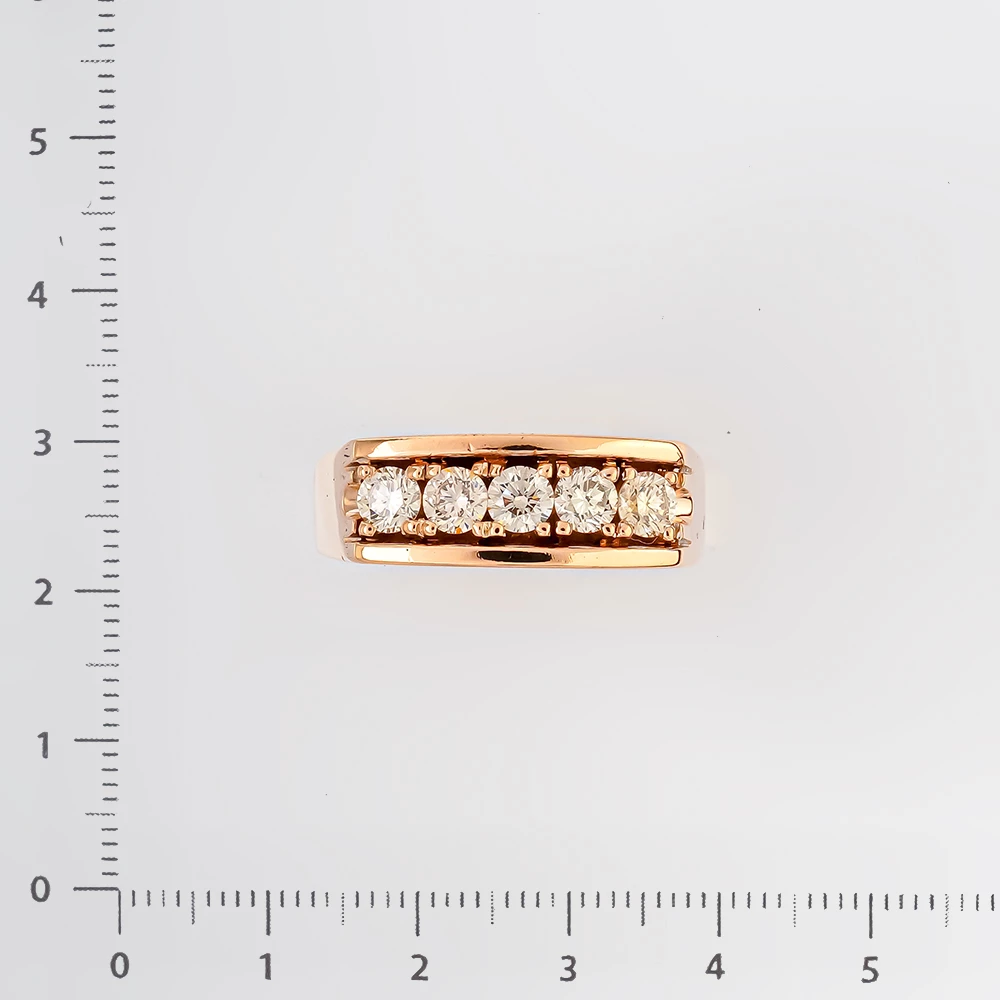 Кольцо с бриллиантом из красного золота 585 пробы