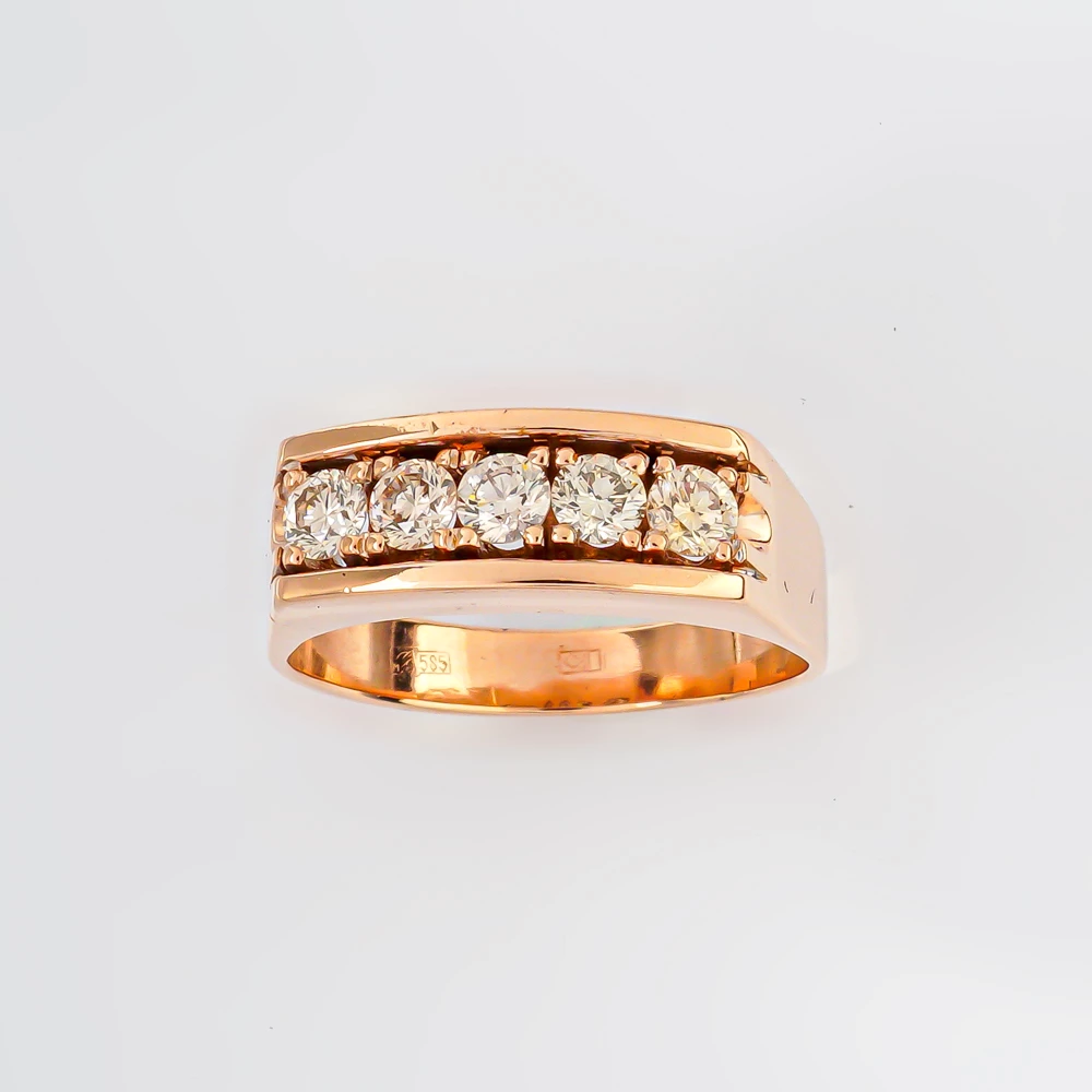 Кольцо с бриллиантом из красного золота 585 пробы