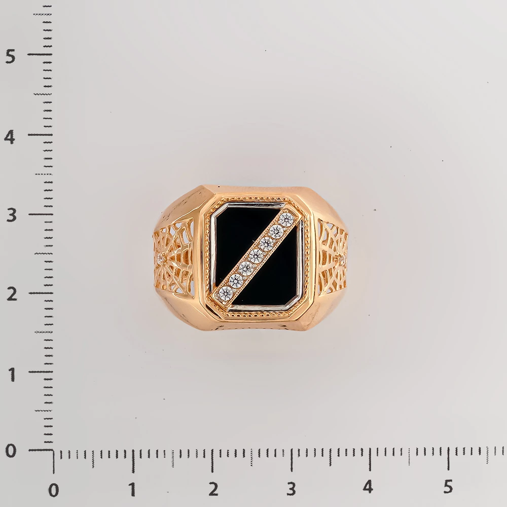 Кольцо с ониксом из красного золота 585 пробы