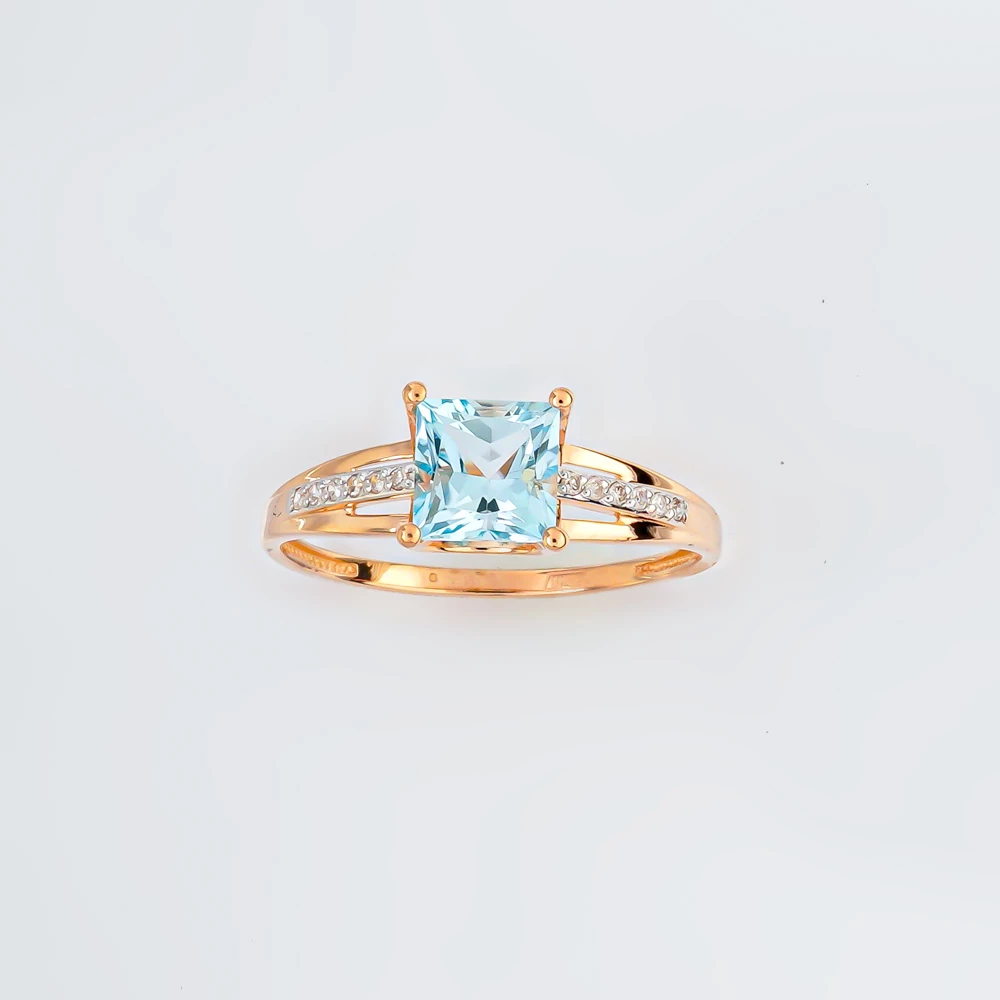 Кольцо с топазом из красного золота 585 пробы