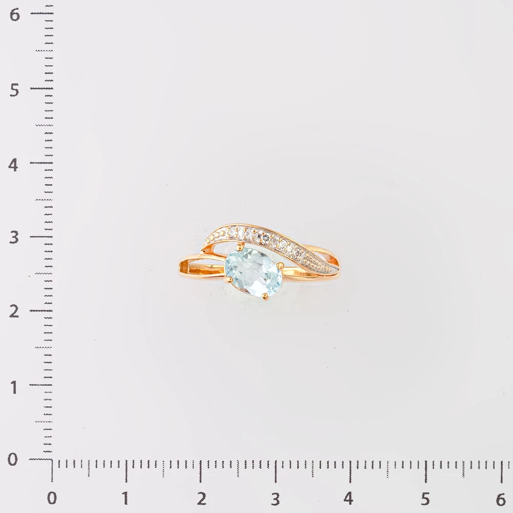 Кольцо с топазом из красного золота 585 пробы