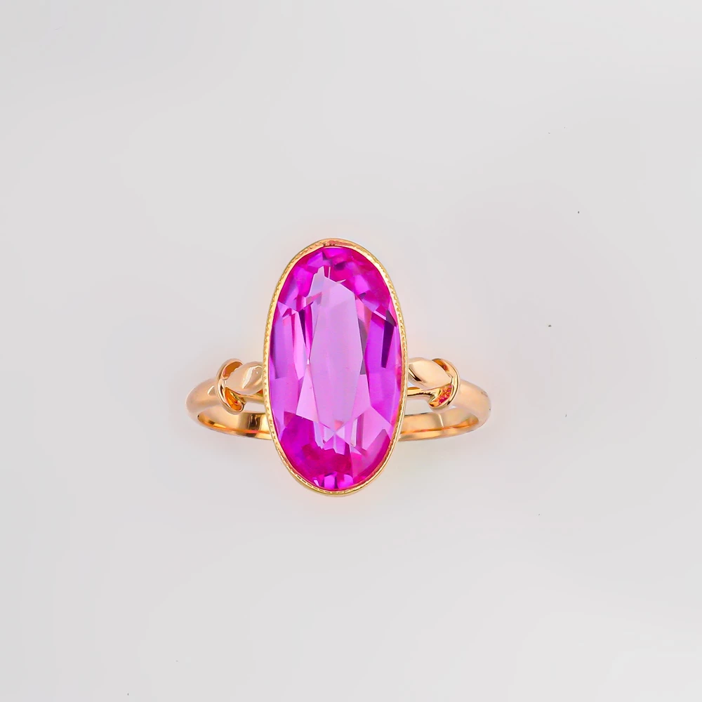 Кольцо с фианитом из красного золота 583 пробы