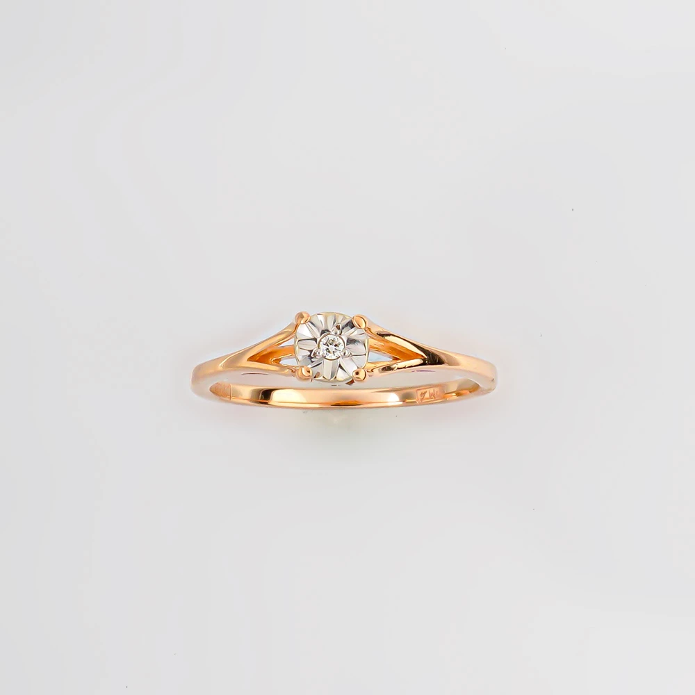 Кольцо с бриллиантом из красного золота 585 пробы