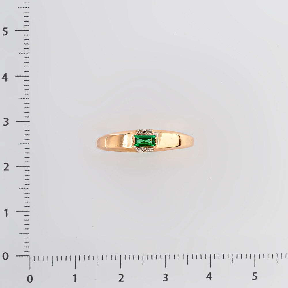 Кольцо с изумрудом синтетическим из красного золота 585 пробы