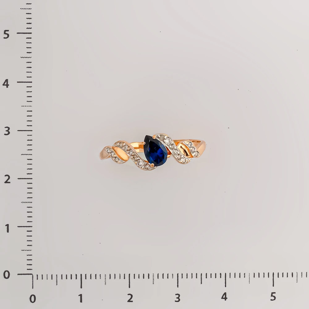 Кольцо с сапфиром синтетическим из красного золота 585 пробы