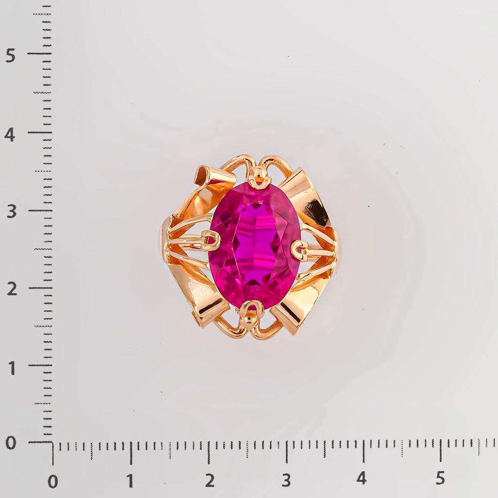 Кольцо с фианитом из красного золота 583 пробы