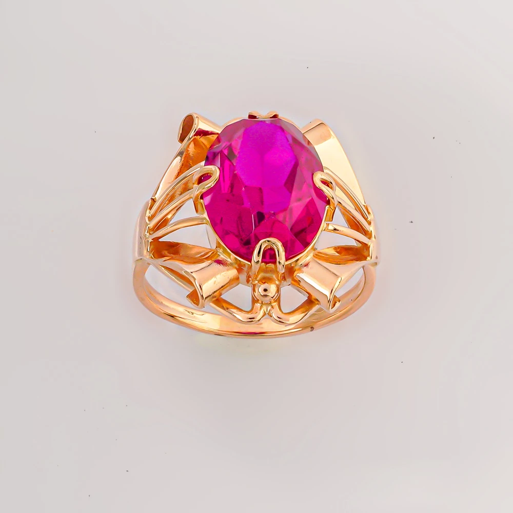 Кольцо с фианитом из красного золота 583 пробы