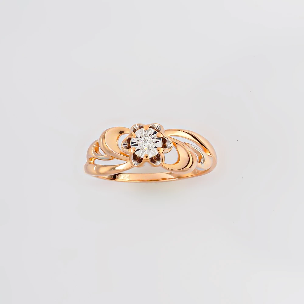 Кольцо с бриллиантом из красного золота 585 пробы