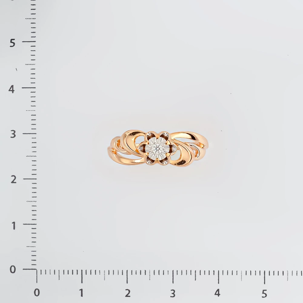 Кольцо с бриллиантом из красного золота 585 пробы