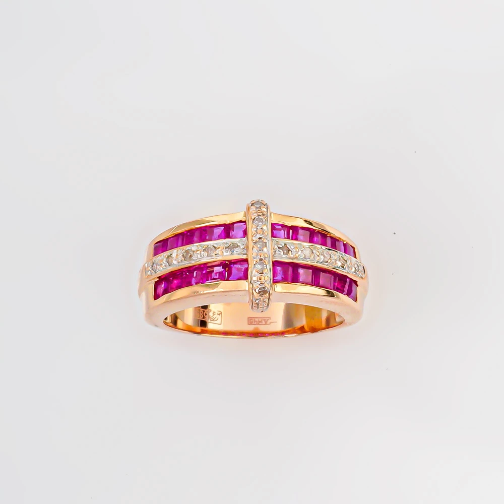 Кольцо с рубином из красного золота 585 пробы