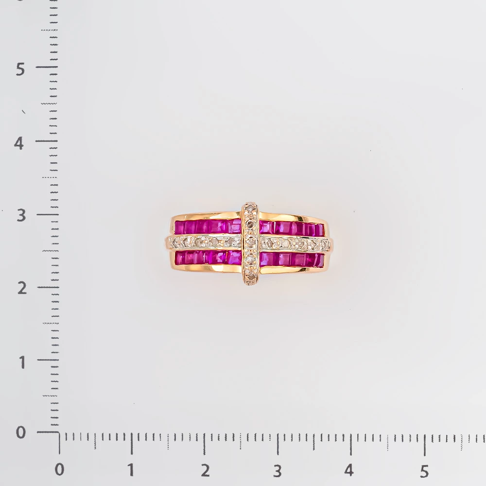 Кольцо с рубином из красного золота 585 пробы