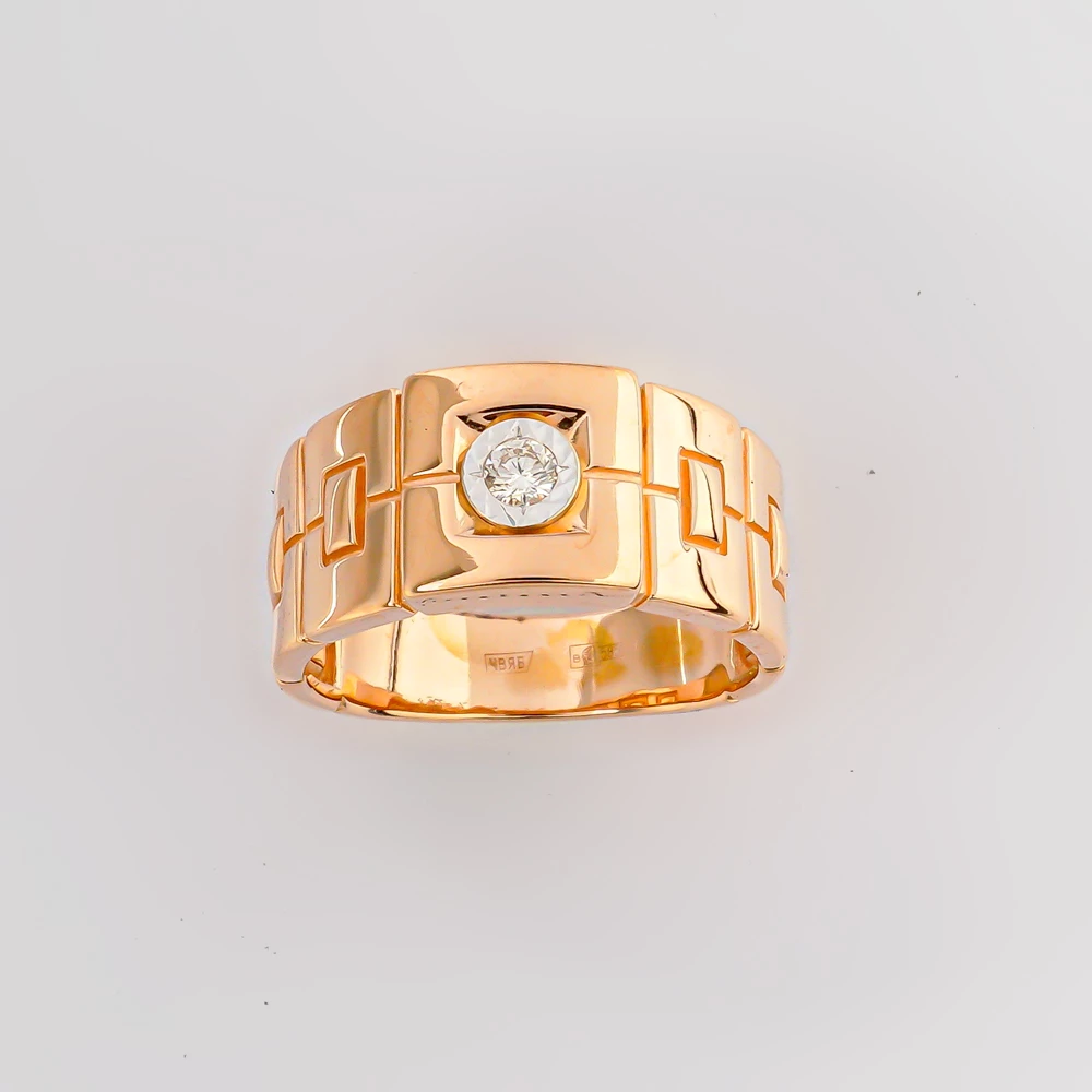 Кольцо с бриллиантом из красного золота 585 пробы