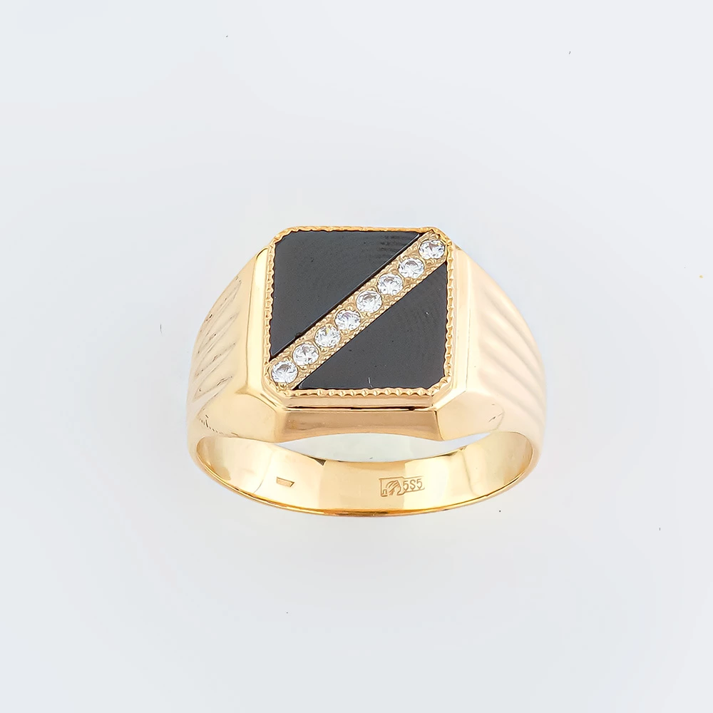 Кольцо с ониксом из красного золота 585 пробы Кольцо с ониксом из красного золота 585 пробы