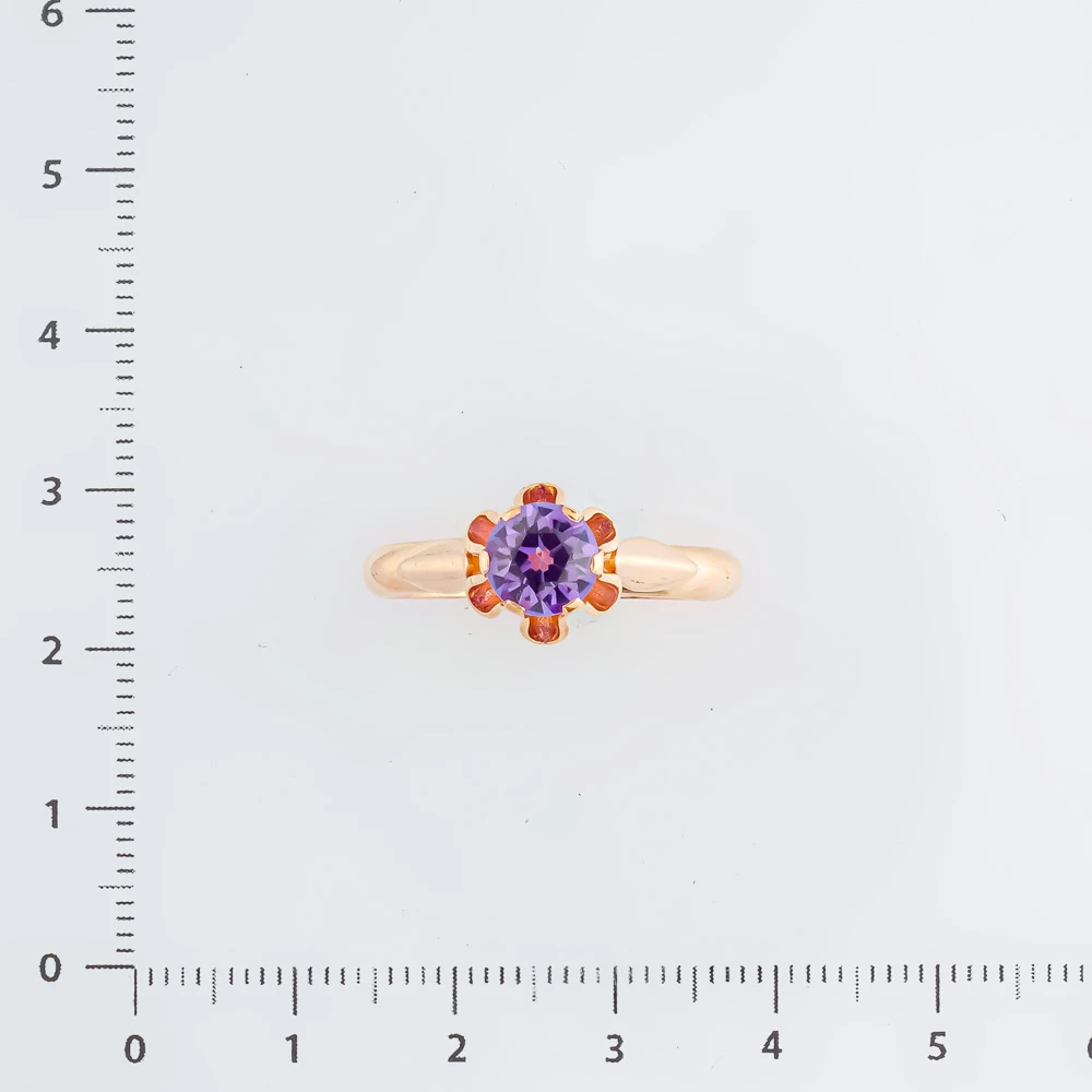 Кольцо с фианитом из красного золота 583 пробы