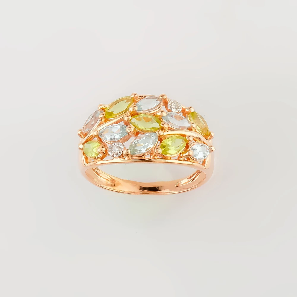 Кольцо с хризолитом из красного золота 585 пробы