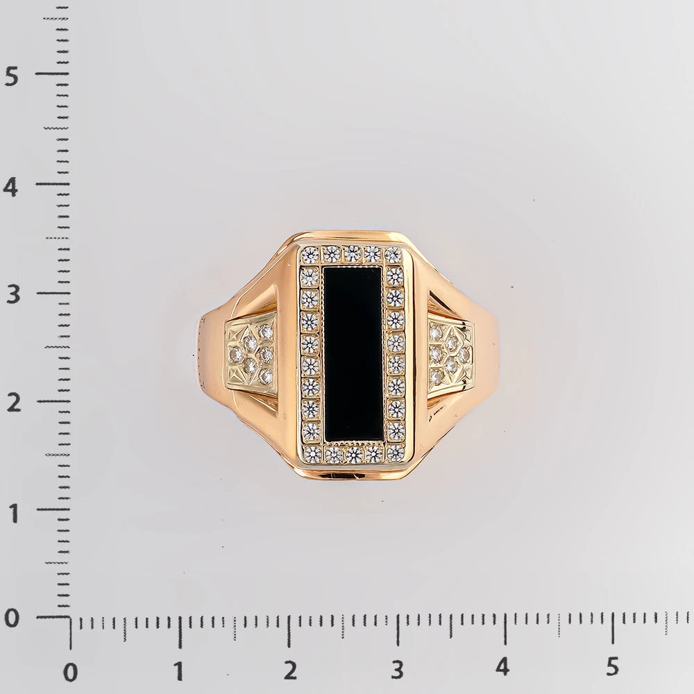 Кольцо с ониксом из красного золота 585 пробы