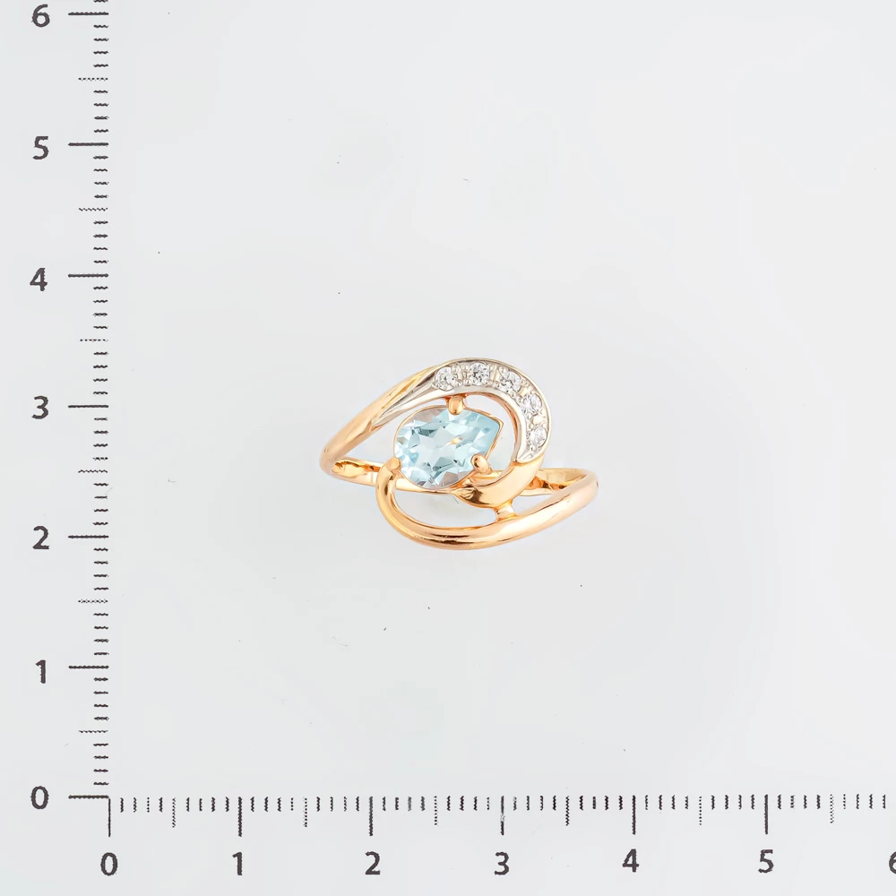 Кольцо с топазом из красного золота 585 пробы