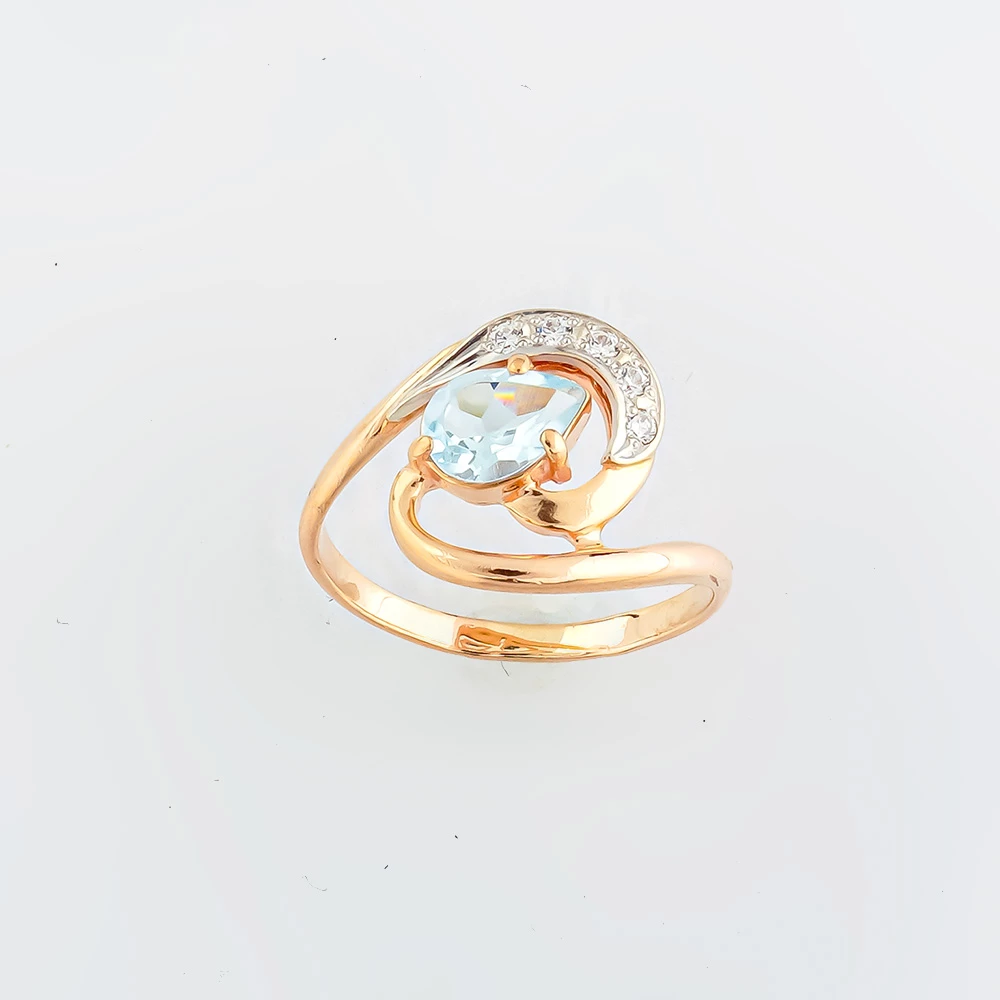 Кольцо с топазом из красного золота 585 пробы