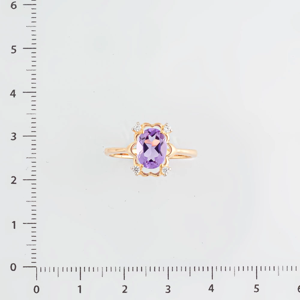 Кольцо с аметистом из красного золота 585 пробы