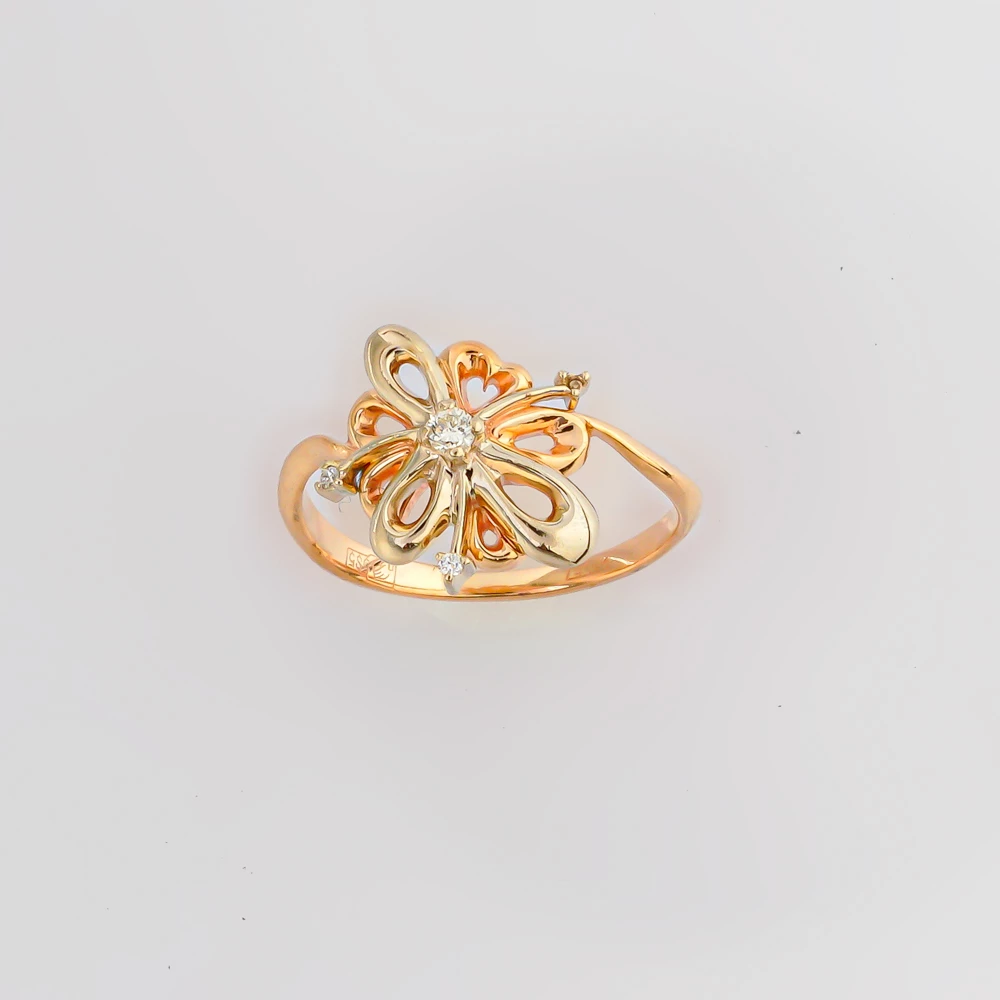 Кольцо с бриллиантом из красного золота 585 пробы