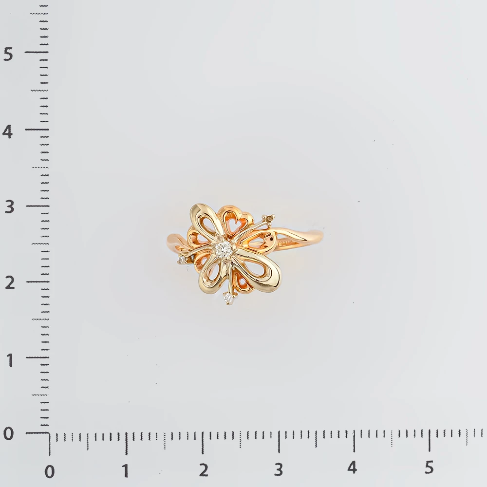 Кольцо с бриллиантом из красного золота 585 пробы