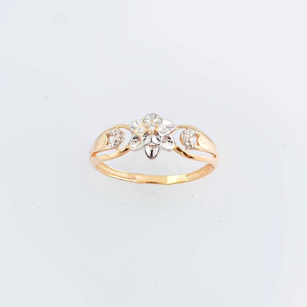 Кольцо с бриллиантом из красного золота 585 пробы