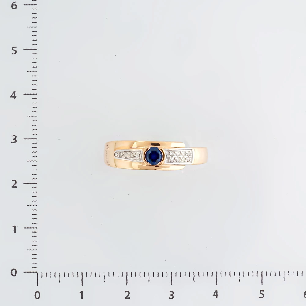 Кольцо с сапфиром синтетическим из красного золота 585 пробы