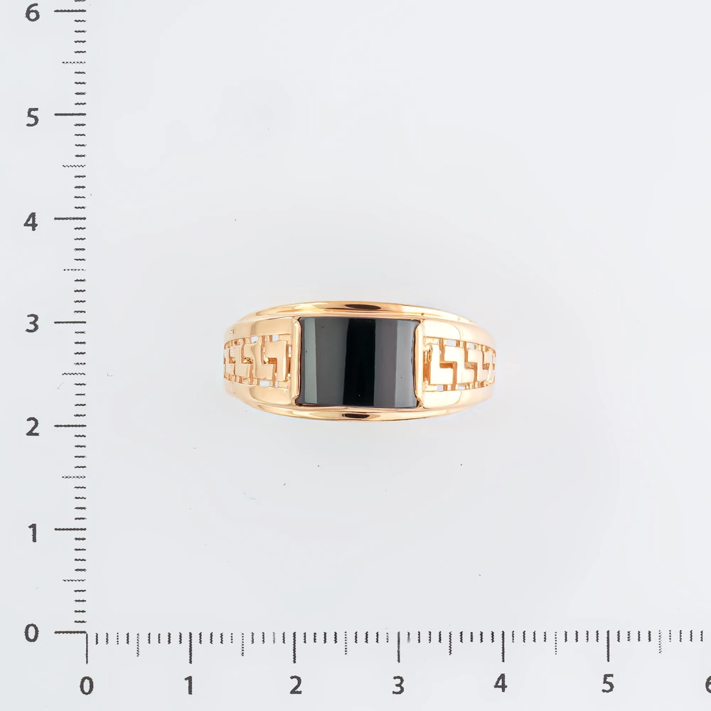 Кольцо с ониксом из красного золота 585 пробы