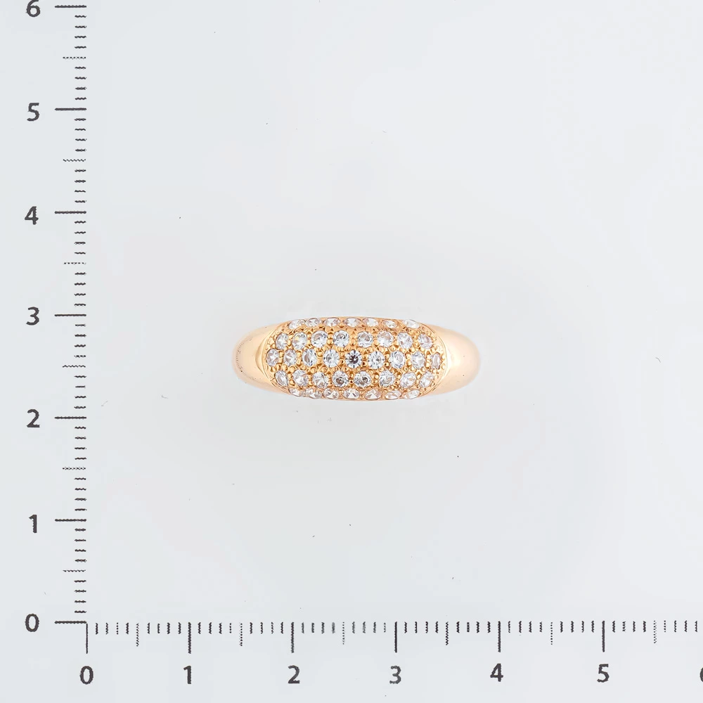 Кольцо с фианитом из красного золота 585 пробы