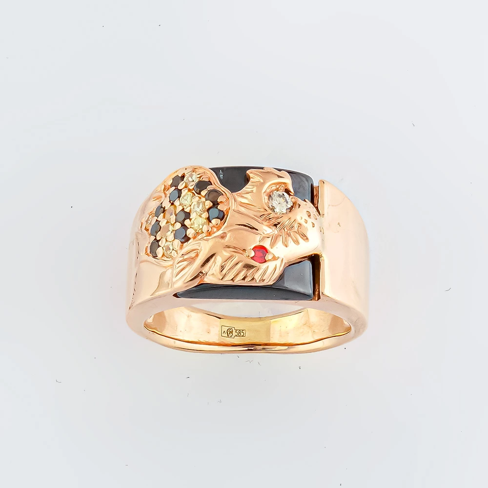 Кольцо с ситаллом из красного золота 585 пробы