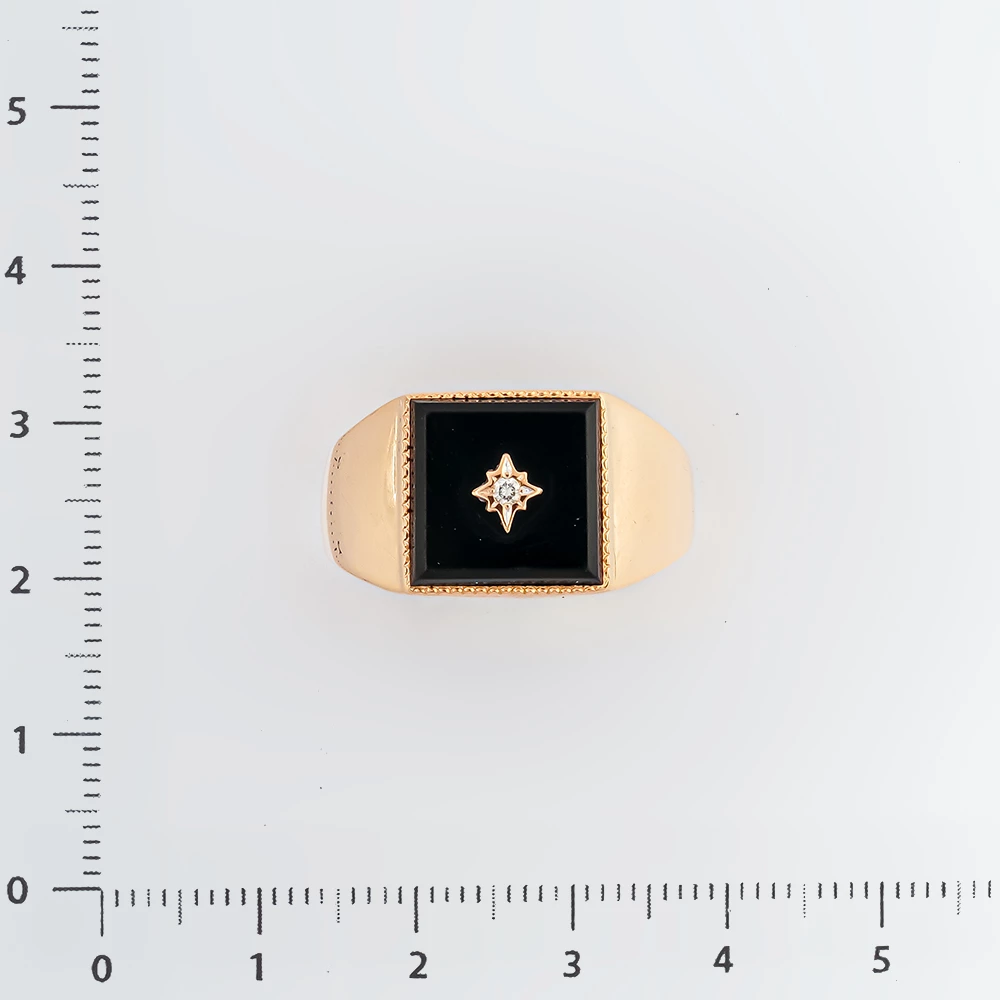 Кольцо с ониксом из красного золота 585 пробы