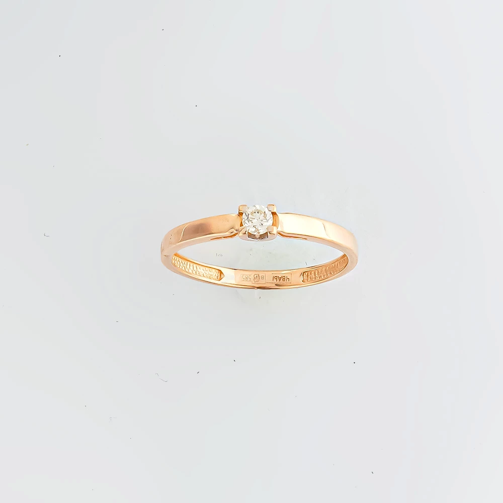 Кольцо с бриллиантом из красного золота 585 пробы