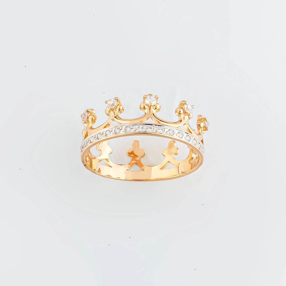 Кольцо с фианитом из красного золота 585 пробы