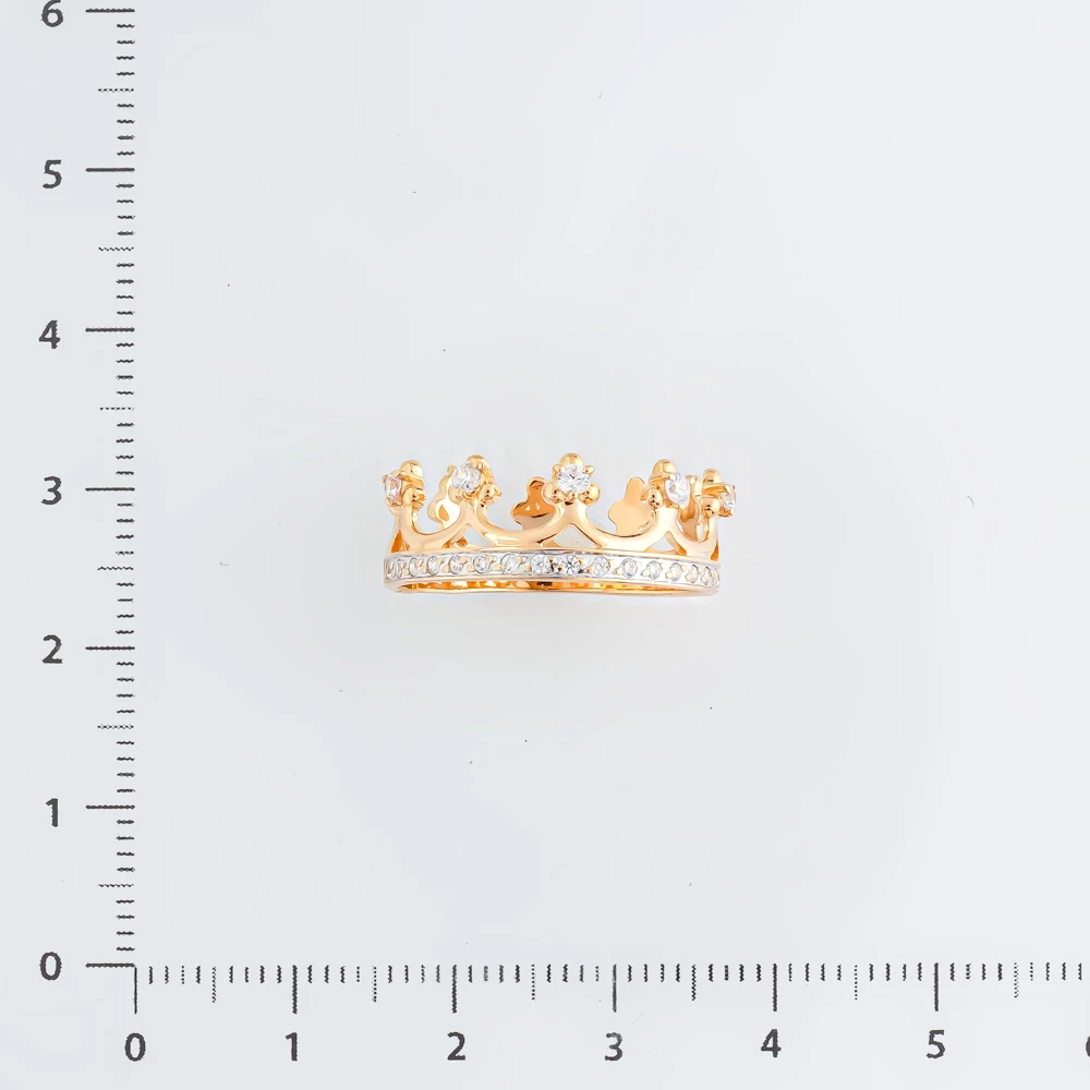 Кольцо с фианитом из красного золота 585 пробы