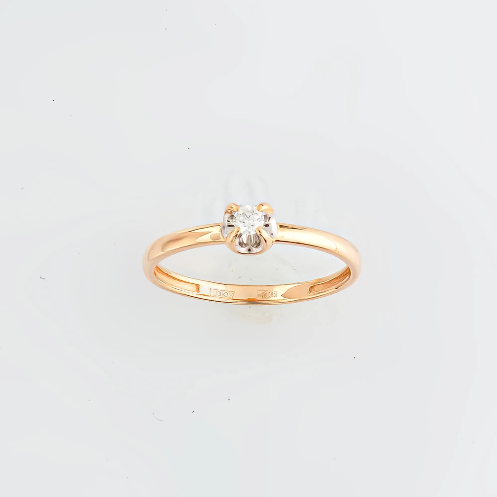 Кольцо с бриллиантом из красного золота 585 пробы