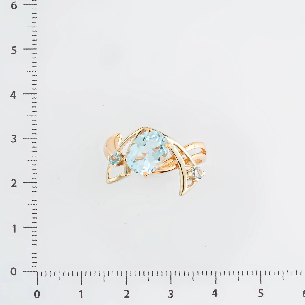 Кольцо с топазом из красного золота 585 пробы