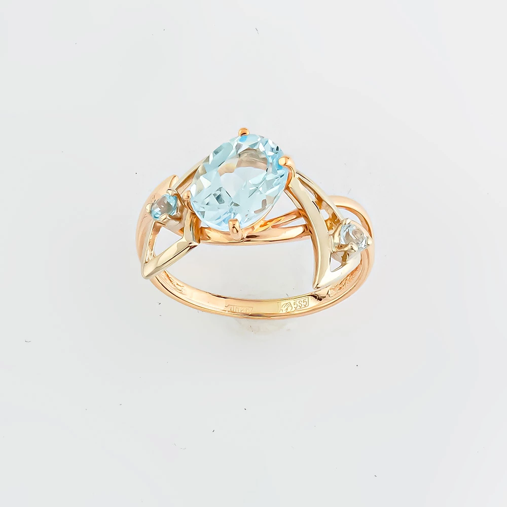 Кольцо с топазом из красного золота 585 пробы