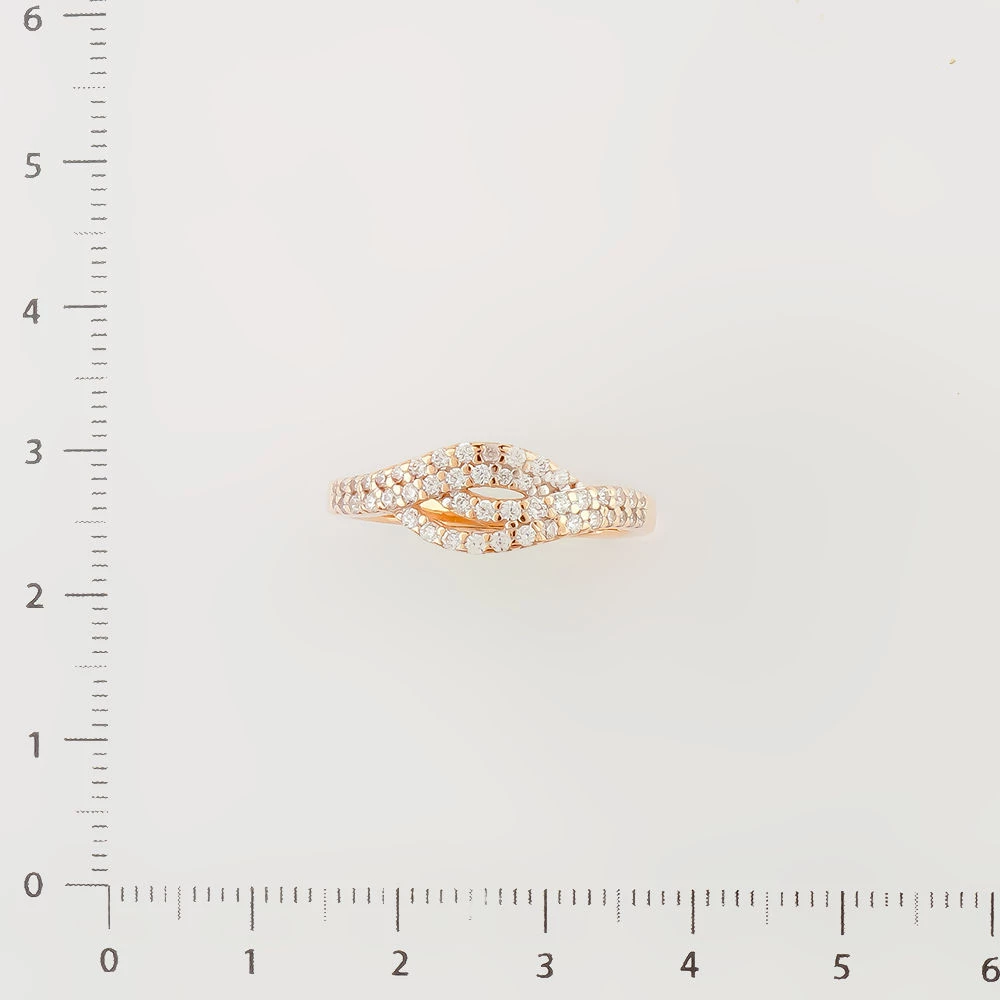 Кольцо с фианитом из красного золота 585 пробы